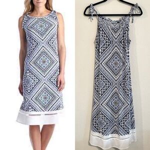 Cynthia Rowley Women's Midi Dress Small Blue & White Longline Floral Paisley